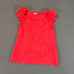 Anthropologie Leifsdottir‎ Blouse 100% Silk Ruffle Women's Size 2 Bohemian Pink